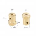 Uxcell Hex Coupler 4mm Bore Motor Brass Shaft Coupling Flexible Connector For Car Wheels Tires 2pcs
