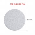 Uxcell 50 Pcs 3-inch Aluminum Oxide White Dry Hook And Loop Sanding Discs Flocking Sandpaper 180 Grits