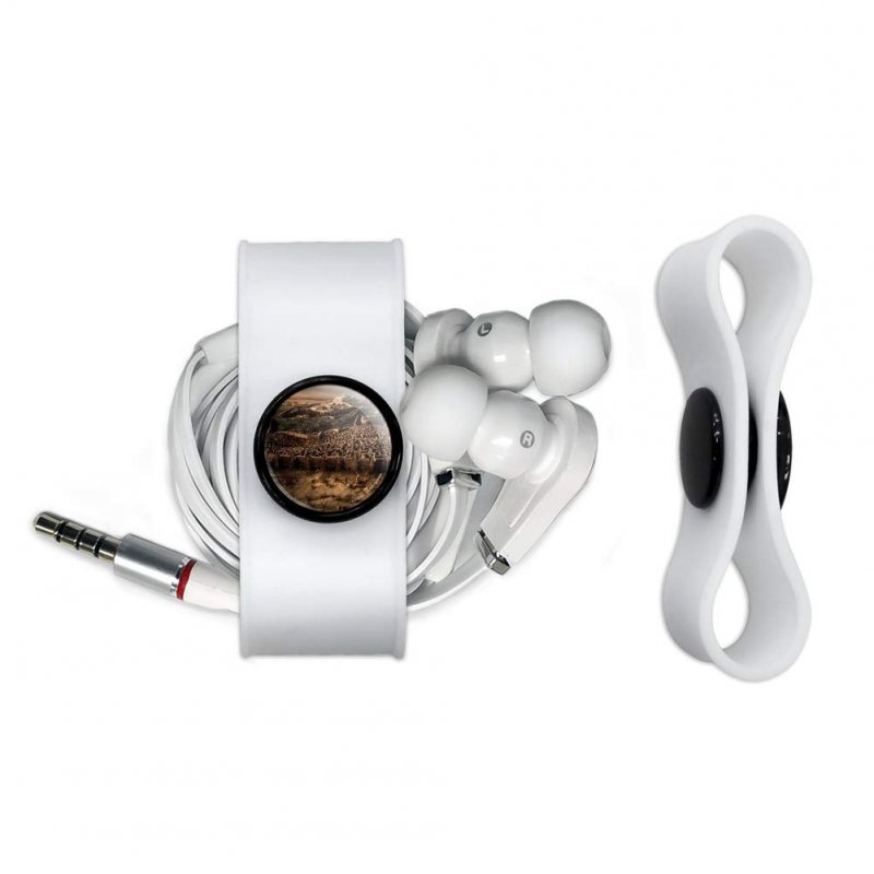 Labyrinth Hedge Maze Goblin City Headphone Earbud Cord Wrap Charging Cable Manager Wire Organizer Set Of 2 White