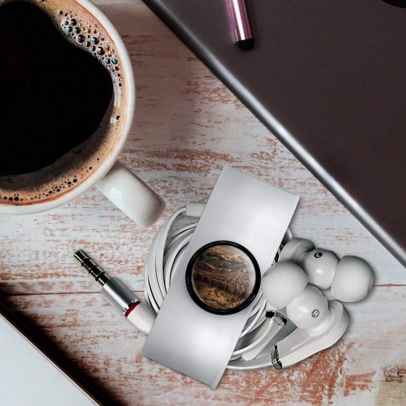 Labyrinth Hedge Maze Goblin City Headphone Earbud Cord Wrap Charging Cable Manager Wire Organizer Set Of 2 White