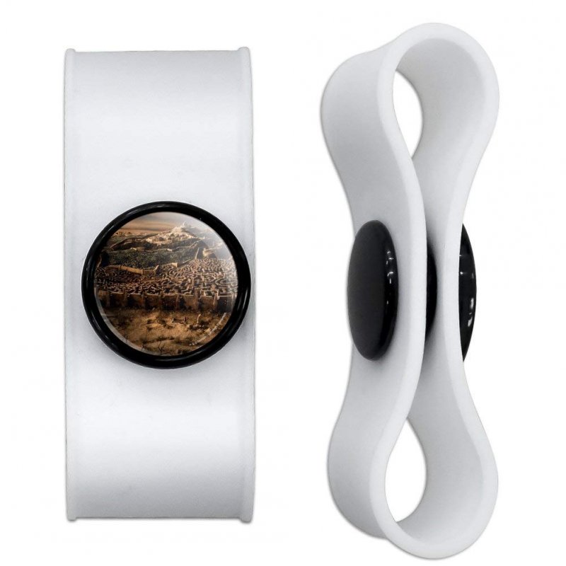 Labyrinth Hedge Maze Goblin City Headphone Earbud Cord Wrap Charging Cable Manager Wire Organizer Set Of 2 White