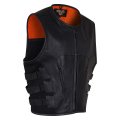Vance Vl904 Mens Black Swat Team Style Premium Lightweight Biker Motorcycle Leather Vest 7xl 