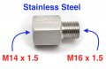 Autobahn88 Stainless Steel Sensor Adaptor M14 X1 5 Female To M16 Male Hex 18