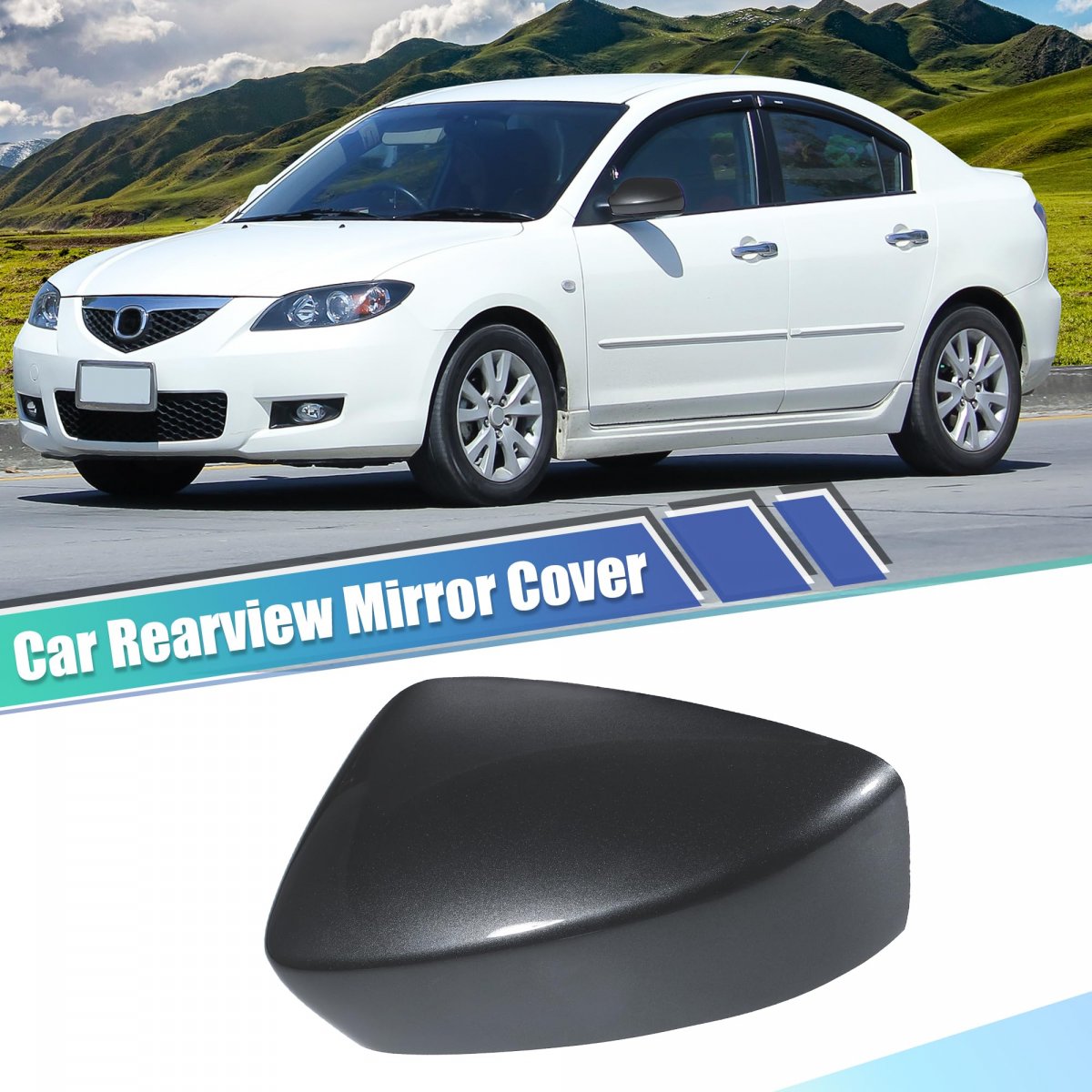 Front Left View Mirror Cover Trim Exterior Rear Shell Fit For Mazda 3 Axela M3 2017-2019 Abs Gray 1 Pcs