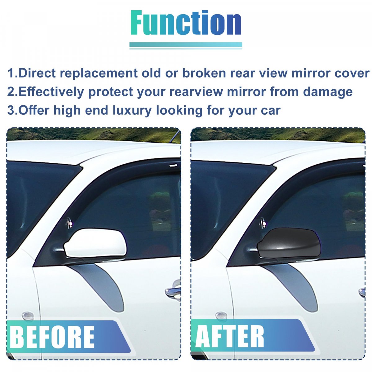 Front Left View Mirror Cover Trim Exterior Rear Shell Fit For Mazda 3 Axela M3 2017-2019 Abs Gray 1 Pcs