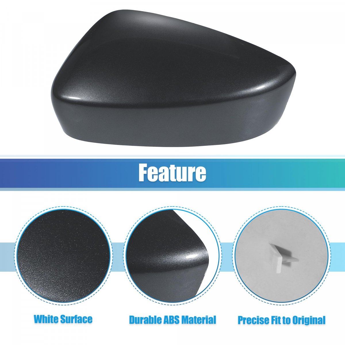 Front Left View Mirror Cover Trim Exterior Rear Shell Fit For Mazda 3 Axela M3 2017-2019 Abs Gray 1 Pcs