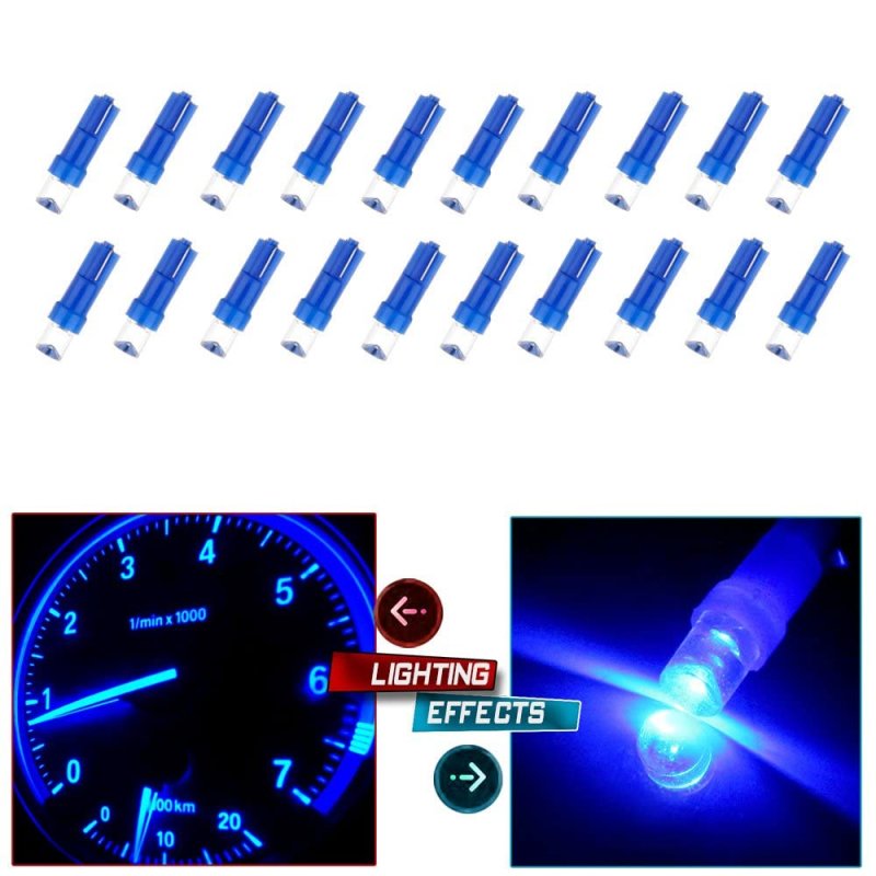 20 Pack Blue T5 Instrument Cluster Panel Gauge Dash Led Bulb Light 17 57 37 73 74