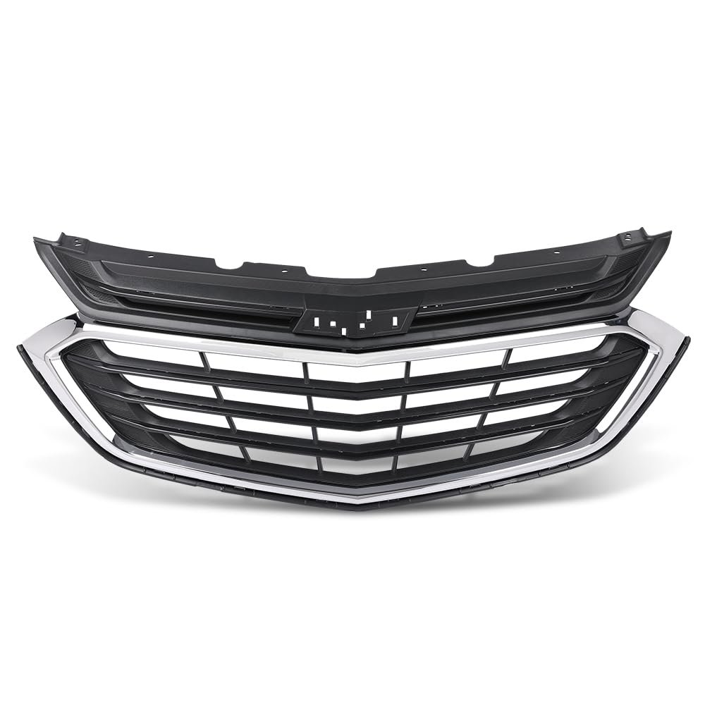 Front Bumper Upper Grille For Chevy Equinox 2018 2019 2020 Black And Chrome Replacement Grill