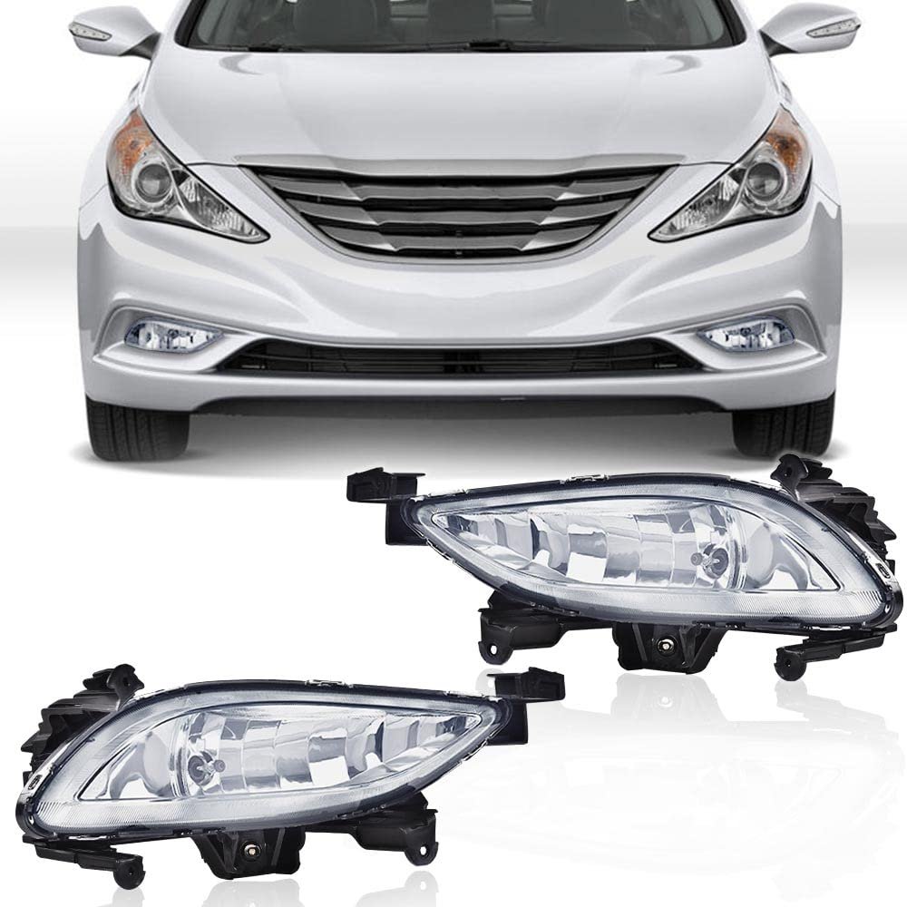 Front Bumper Fog Light Assembly For Sonata 2011 2012 2013 Clear Lens Driving Lamps W 881 27w Bulbs Pair 92201-3q000 92202-3q000