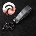 Dekewei Carbon Fiber Keychain Microfiber Leather Chain Universal Car Holder For Men And Women Car Key Fob With Anti-lost D-ring 