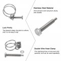 Uxcell 6pcs Double Wire Hose Clamp 38-42mm Adjustable Stainless Steel Clips With M8 Bolt For Dust Collection Pump Pipe