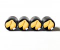 Fortune Cookie Emoji Tire Valve Caps Black Aluminum Set Of Four 