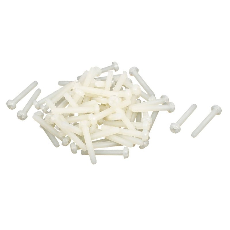 M3 X 20mm Nylon Phillips Drive Fully Thread Pan Head Machine Screws 75pcs