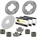 Caltric Front Rear Brake Disc Rotor And Pads Compatible With Yamaha Wolverine 450 Yfm450fx 2006-2010 