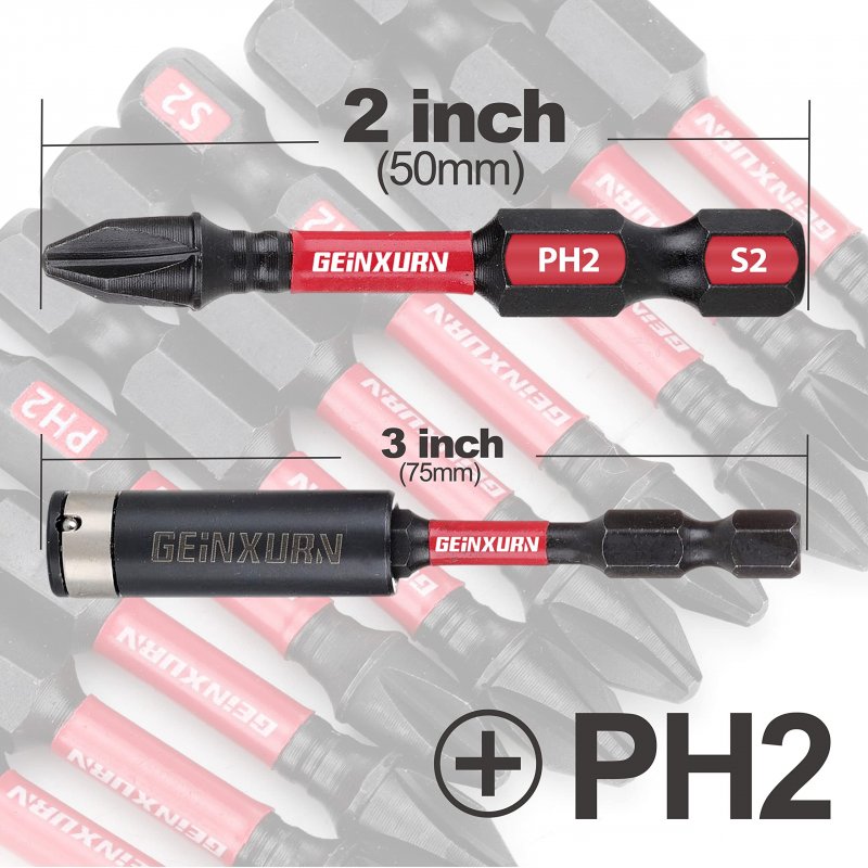 Impact Tough Ph2 Phillips Screwdriver Bit Set 50 Pack 2 In Insert Driver Powers With 1 Magnetic Bit Holder S2 Alloy Steel 4 Hex