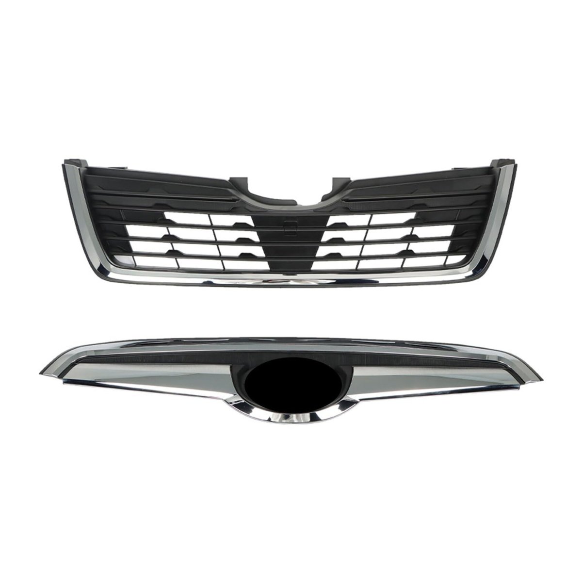 Front Upper Grille Mesh Style Assembly For 2019 2020 2021 Forester Utility 4 Door Black And Chrome Plastic Replacement Part