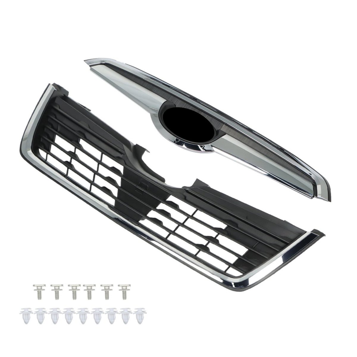 Front Upper Grille Mesh Style Assembly For 2019 2020 2021 Forester Utility 4 Door Black And Chrome Plastic Replacement Part