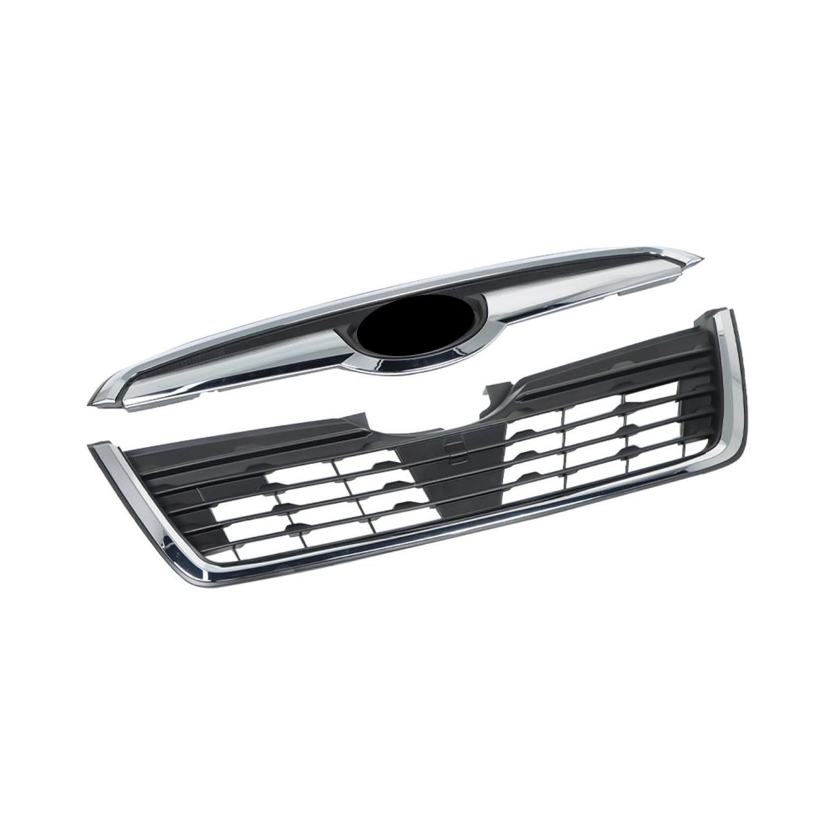 Front Upper Grille Mesh Style Assembly For 2019 2020 2021 Forester Utility 4 Door Black And Chrome Plastic Replacement Part