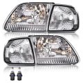 Headlights Fit Ford Expedition 1997-2002 Fit F150 1998-2003 F250 1997-1999 Left Right Lamps Clear Lens Chrome Housingbumper 