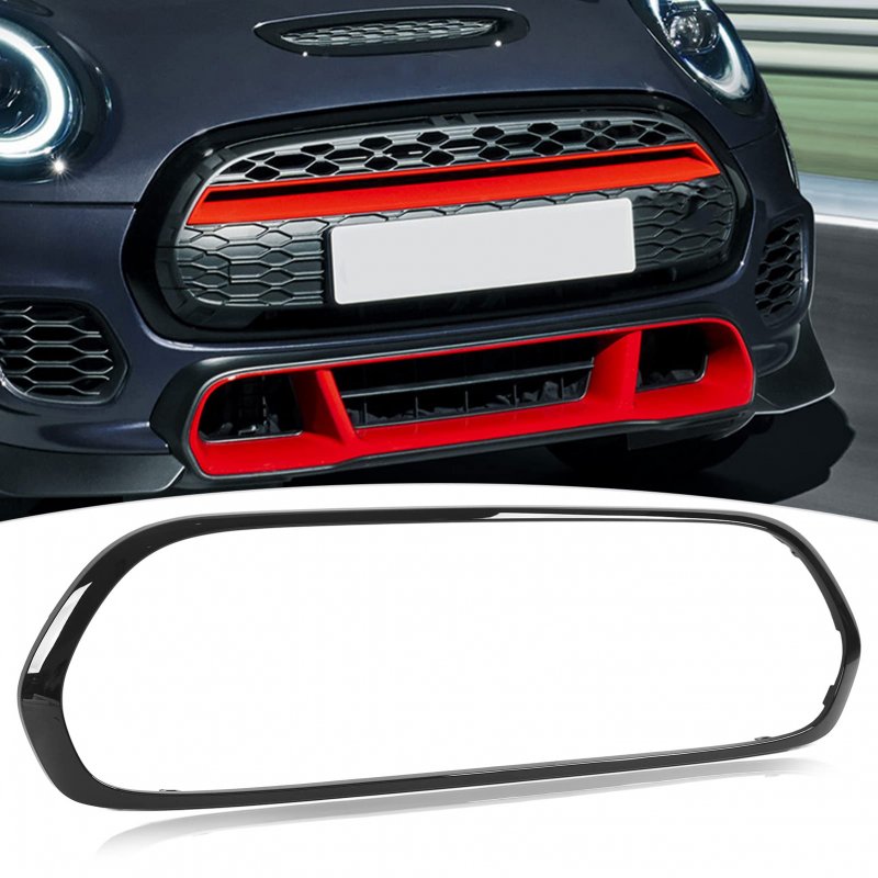 Qiilu Front Grille Grill Frame Surround 51137449207 Gloss Black Replacement For Mini F55 F56 F57 One Cooper S Jcw 2014