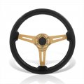 Ajp Distributors Universal 350mm 14 6 Bolts Hole Heavy Duty Steel Steering Wheel Black Wood Grain Gold Deep Dish 3 Spokes Light 