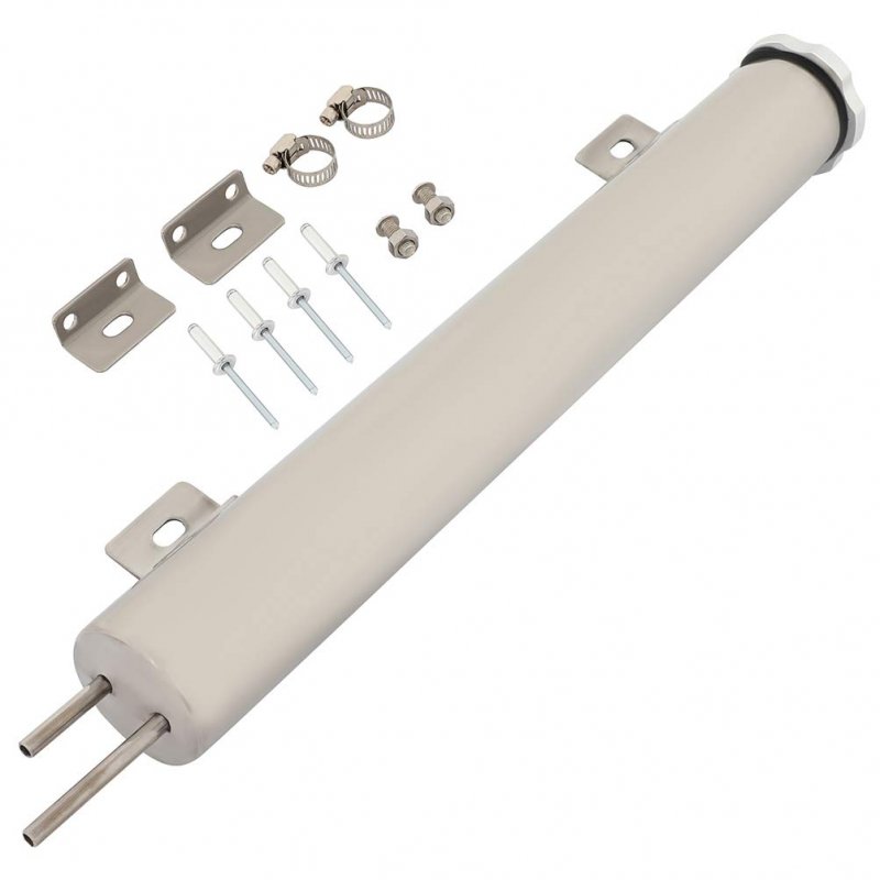 2 X 15 24 Oz Silver Polished Stainless Steel Radiator Overflow Tank Catch Can Fit For Universal