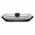 Kuafu Front Bumper Upper Grille Grill Compatible With 2017-2019 Honda Crv Cr-v Silvery Black Replacement For 71121tlaa00