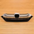 Kuafu Front Bumper Upper Grille Grill Compatible With 2017-2019 Honda Crv Cr-v Silvery Black Replacement For 71121tlaa00