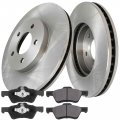 Motorbymotor 302 8mm Front Drilled Slotted Design Brake Rotor Ceramic Pads Including Cleaner Dot4 Fluid Replacement For Ford 