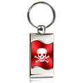 Skull Red Spun Brushed Metal Key Chain
