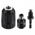 Uxcell Keyless Drill Chuck 2-13mm Capacity 2-20unf Thread With Hex Shank Adapter 1 2 Socket Square Converter For Electric