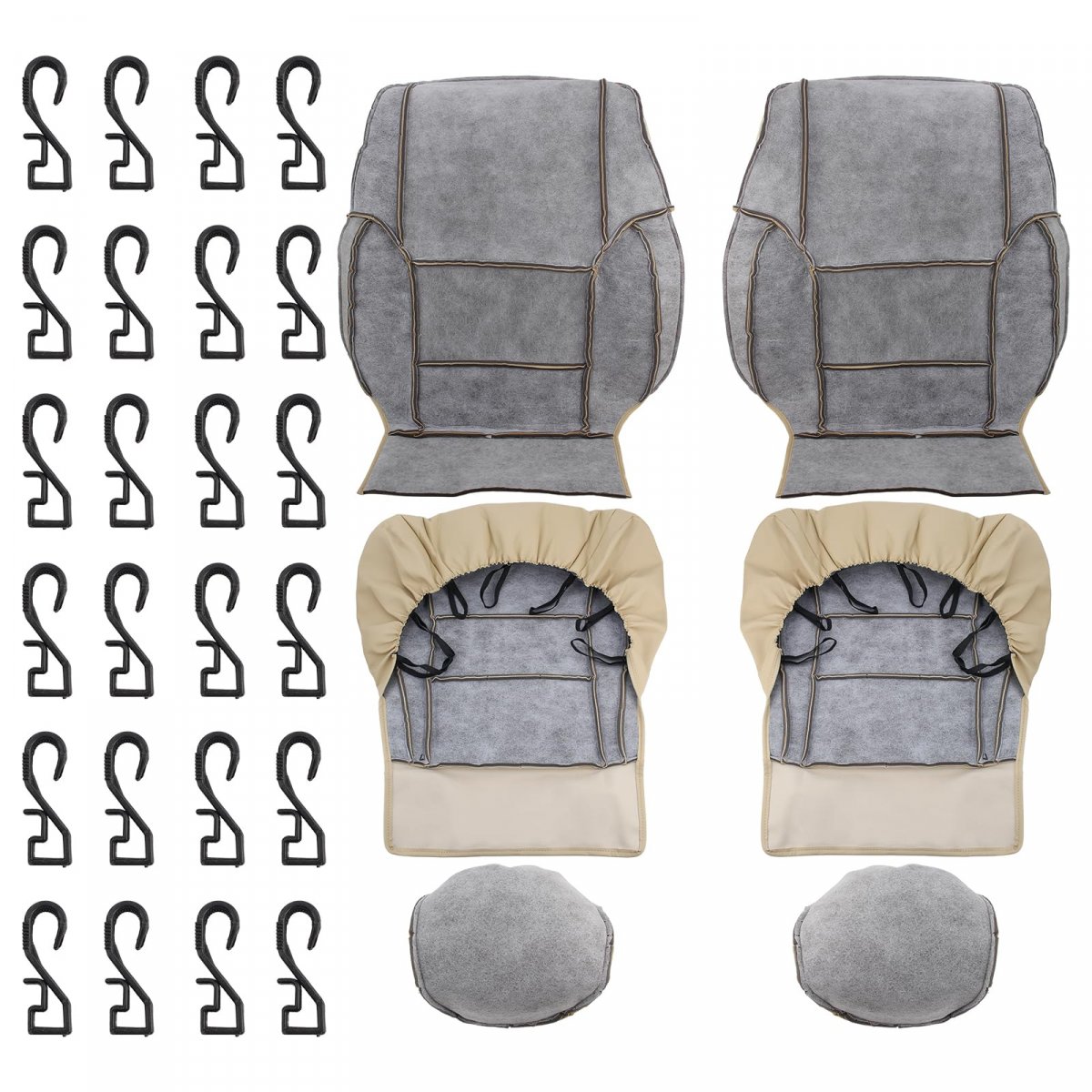 Leather Custom Made 2 Front Seat Covers Beige Tan For Toyota 4runner 1996-2002 Driver And Passenger Side Bottom Top Lean Back
