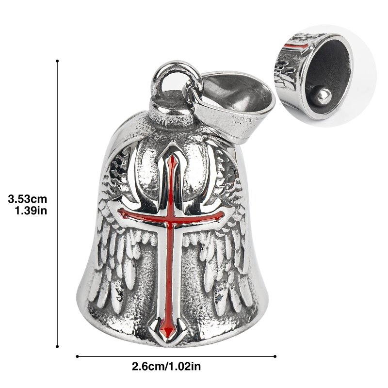 Omoojee Motorcycle Bell Cross Wing For Luck Drive Safe Bikers Riders Red Biker Accessory