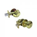 Overstock Faultless Mushroom Polished Brass Metal Entry Knob And Single Cylinder Deadbolt 3 Grade Right Handed 