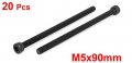 Uxcell M5x90mm Hex Bolt Socket Head Cap Machine Screws Fasteners Black 20pcs