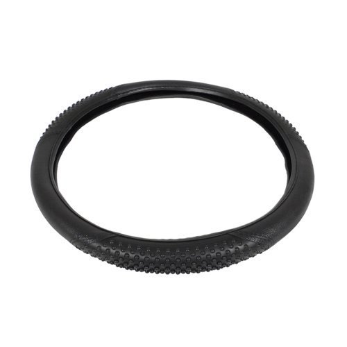 Universal Fit Racing Design Steering Wheel Cover Smooth Black Vinyl With Bead Texture Mold For Improved Grip