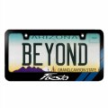 Ipick Image Made For Ford Fiesta Carbon Fiber Texture Blue Stripe Black Metal License Plate Frame