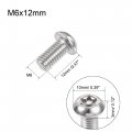 Uxcell M6x12mm Torx Security Machine Screw 40pcs Pan Head Screws Inside Column 304 Stainless Steel Fasteners Bolts