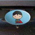 Superman Cute Chibi Character Oval Tow Trailer Hitch Cover Plug Insert