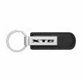 Ipick Image For Cadillac Xt6 Silver Metal Plate Black Pu Leather Strap Key Chain Keychain Official Licensed