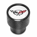 Ipick Image For Chevrolet Corvette C5 Logo In White On Black Aluminum Tire Valve Stem Caps