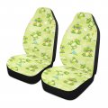 Seamless Green Frogs With Flowers Toads White Lotus 2 Pcs Car Front Seat Covers Non-slip Vehicle Premium Fabric Protector Case