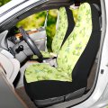 Seamless Green Frogs With Flowers Toads White Lotus 2 Pcs Car Front Seat Covers Non-slip Vehicle Premium Fabric Protector Case