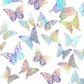 3d Laser Butterfly Wall Decor Stickers Diy Art Sticker Removable Paper Holographic Silverations For Mirror Kids Room Wedding 