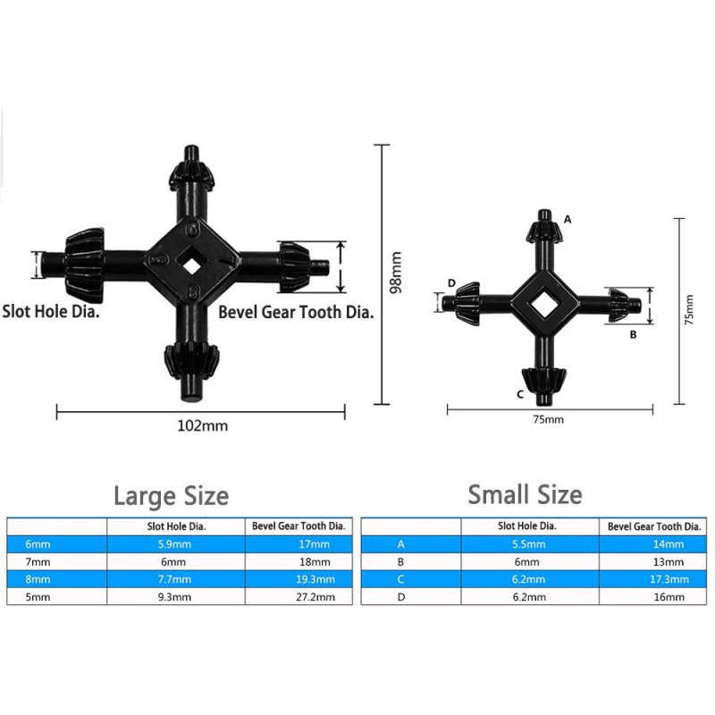 Universal 4 Way Drill Chuck Wrench Set Of 2 In 1 Multifunctional Key With 8 Different Sizes Metal Construction For Drilling