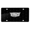 Ipick Image For Cadillac Crest Silver 3d Logo On Pattern Black Solid Aluminum Metal License Plate