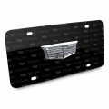 Cadillac Crest Silver 3d Logo On Pattern Black Solid Aluminum Metal License Plate