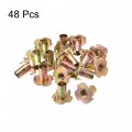 Uxcell M8x18mm T-nuts 4 Pronged Tee Nut Carbon Steel Threaded Inserts For Wood 48pcs