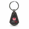 Ipick Image Compatible With Honda Red Civic Type-r Real Carbon Fiber Gunmetal Black Metal Teardrop Key Chain