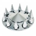 Waltyotur 33mm Nut Covers Spiked Front Axle Cover Kits Replacement For Semi Truck Abs Chrome Plastic